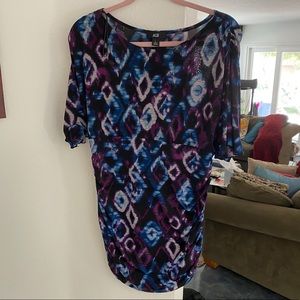 AGN RUNCHED PRINTER MINI DRESS